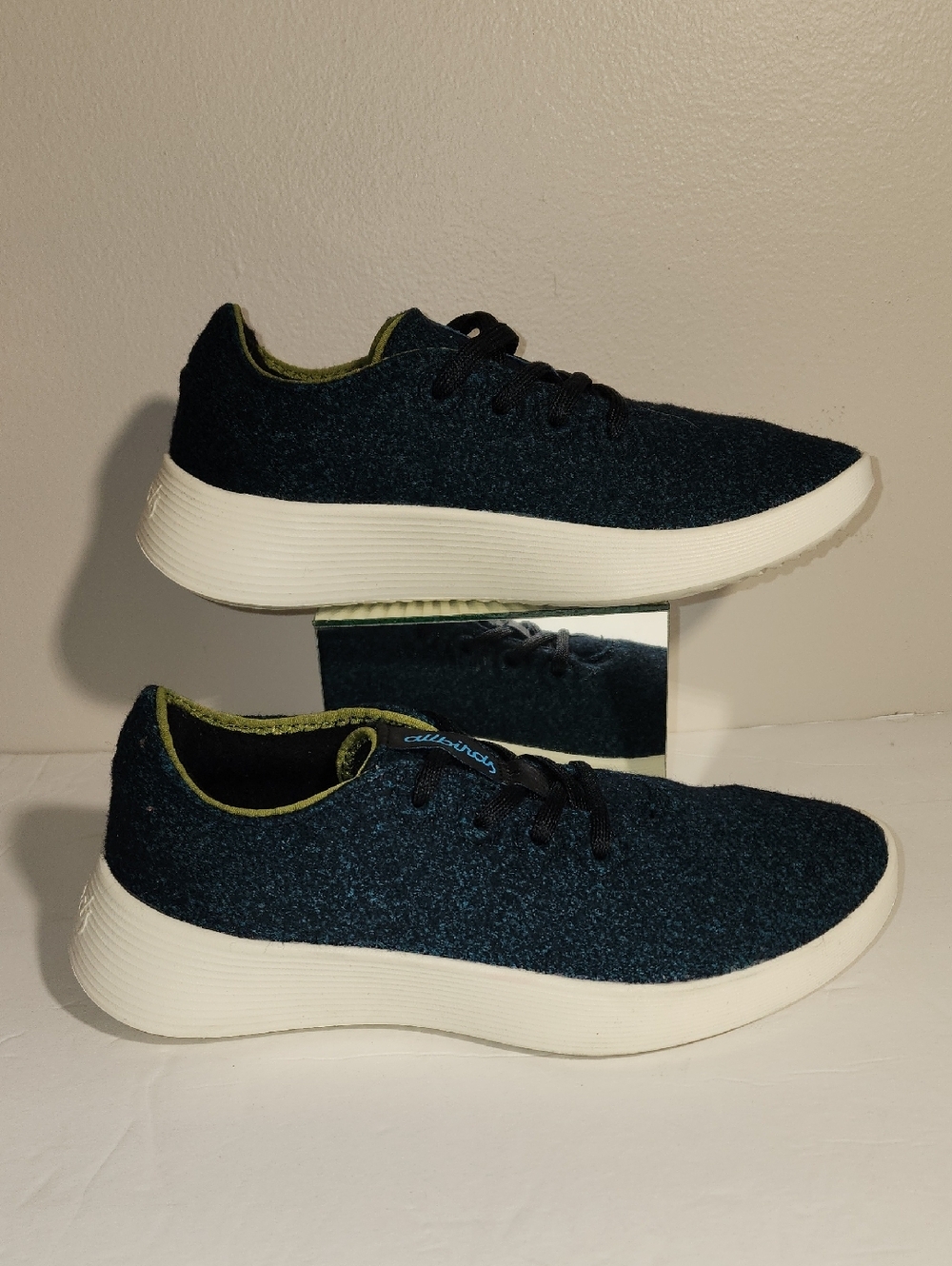 allbirds Navy Wool Runner Mizzles with White Sole